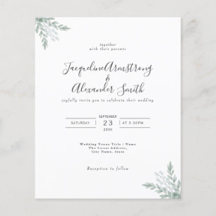 Flyer Invitación a bodas de ecología de eucalipto de pre
