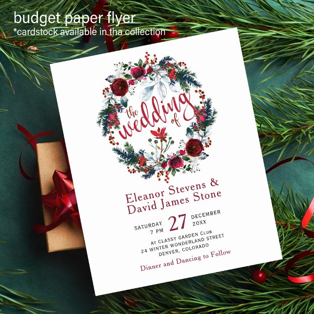 Flyer Invitación a bodas de flores de invierno de BUDGET (Subido por el creador)