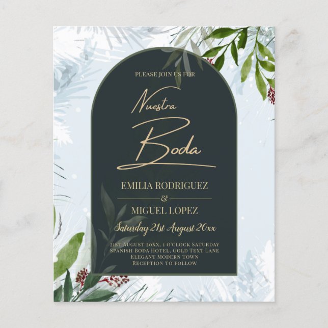 Flyer Invitación a bodas de invierno NUESTRA BODA (Frente)