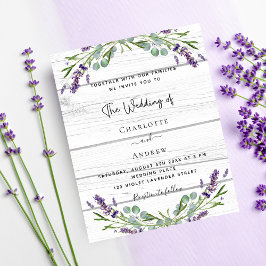 Flyer Invitación a bodas de madera verde de lavanda