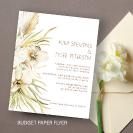Flyer Invitación a bodas florida blanca y moderna