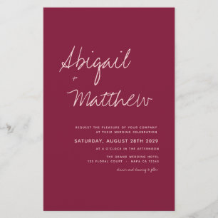 Flyer Invitación a bodas simples de borgoña de presupues