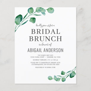 Flyer Invitación a brunch de novias de eucalipto de pres