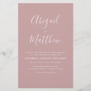 Flyer Invitación a casamiento simple Rosa con polvo de p