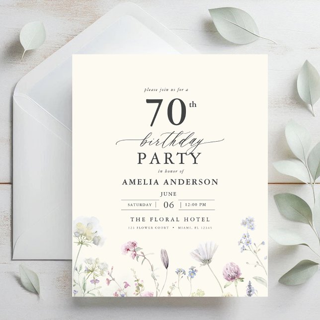 Flyer Invitación a cumpleaños 70 de Budget Floral (Subido por el creador)