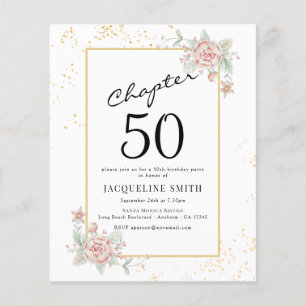 Flyer Invitación a cumpleaños número 50 de Budget Floral