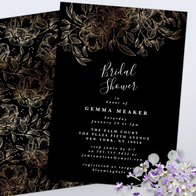 Flyer Invitación a ducha de novia botánica elegante de p (Subido por el creador)
