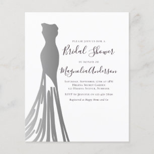 Flyer Invitación a ducha de novia con vestido de foilo p
