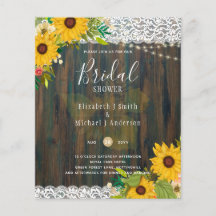 Invitación a ducha de novia de LeahG Rustic Sunflo