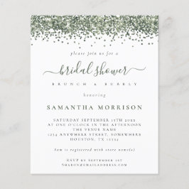 Flyer Invitación a ducha de novia del Purpurina verde PA