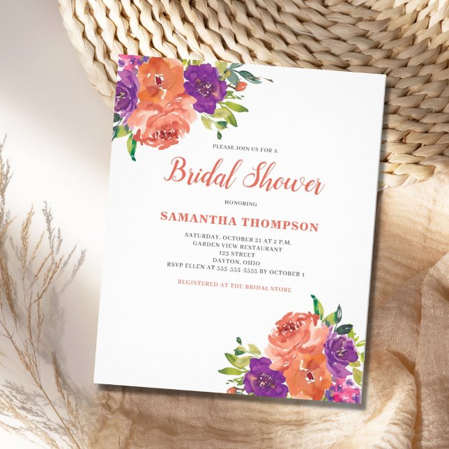 Flyer Invitación a ducha de novia floral de terracota ba (Subido por el creador)