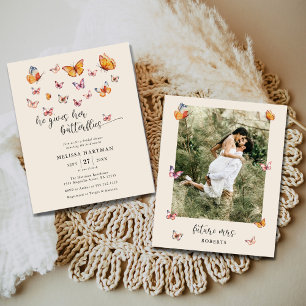 Flyer Invitación a ducha de novia por mariposas de fotos