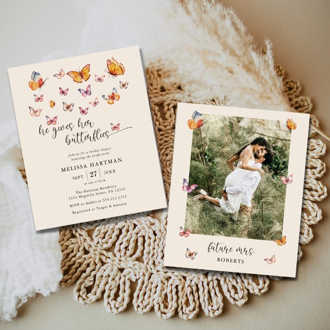 Flyer Invitación a ducha de novia por mariposas de fotos (Subido por el creador)