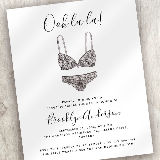 Flyer Invitación a ducha de PAPER Ooh La Lingerie (Subido por el creador)