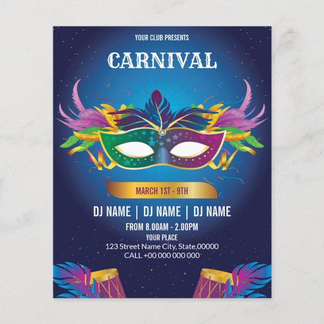 Flyer Invitación a evento de carnaval (Frente)