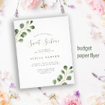 Flyer Invitación a fiesta de cumpleaños sencilla de Budg<br><div class="desc">Moderno y rústico color de agua único eucalipto vegetación Sweet Dieciséis cumpleaños fiesta PRESUPUESTO invitación a VOLAR asequible. POR FAVOR LEA ESTO ANTES DE COMPRAR! Esta es una tarjeta asequible para el presupuesto impresa en un FLYER. Tenga en cuenta que el PAPEL PRESUPUESTARIO ES DELGADO - Puede actualizar para que...</div>