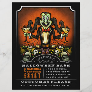 Flyer Invitación a fiesta de Halloween 8.5 x 11 Drácula 