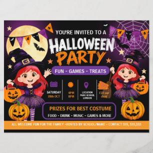 Flyer Invitación a fiesta de Halloween para niños Mons