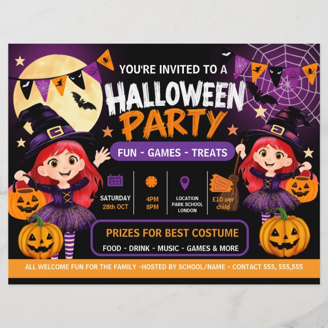 Flyer Invitación a fiesta de Halloween para niños | Mons (Frente)