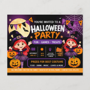 Flyer Invitación a fiesta de Halloween para niños Mons