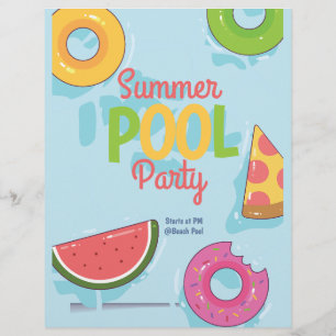 Flyer Invitación a fiesta de piscina de verano, fiesta e