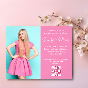 Flyer invitación a graduación de foto de código qr de sc