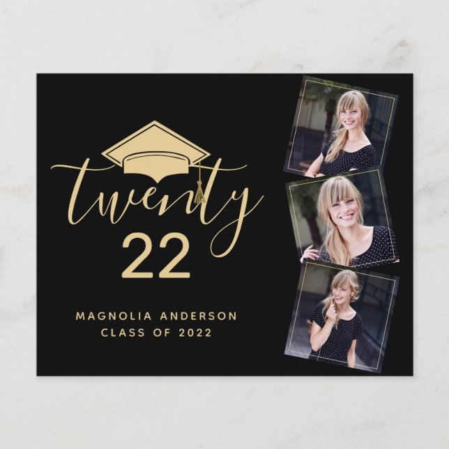 Flyer Invitación a graduación de oro negro PAPER (Frente)