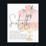 Flyer Invitación a la 60.ª tarta de cumpleaños de oro ro<br><div class="desc">Una alternativa de PAPER (no tarjeta) de gran valor SIN ENVELOPES a un tamaño menor de 4, 5" x 5, 6" y a un precio económico. (Los sobres estándar A6 son el tamaño más próximo a caber). El encabezado Sixgésimo está escrito a mano y los detalles están alineados a la...</div>