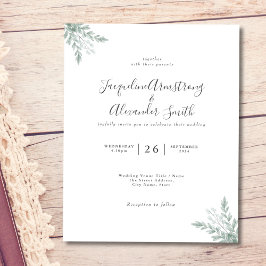 Flyer Invitación a la boda acuarela de eucalipto de pres