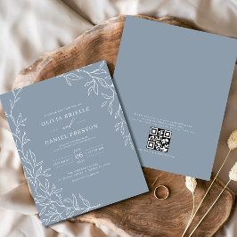 Flyer Invitación a la boda azul turbia del código QR del