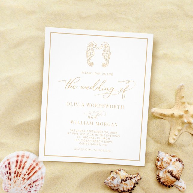 Flyer Invitación a la boda beige de Budget Beach (Subido por el creador)
