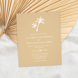 Flyer Invitación a la boda Beige del árbol de palmas tro