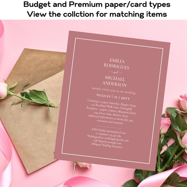 Flyer Invitación a la boda BILINGÜE Rosa polvoriento ros (Subido por el creador)