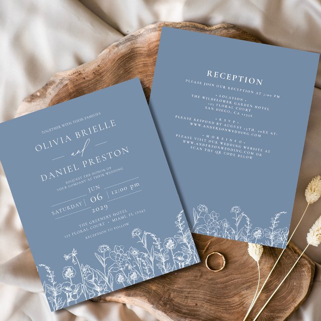 Flyer Invitación a la boda botánica azul turquesa (Subido por el creador)
