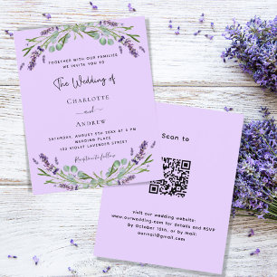 Flyer Invitación a la boda con el código QR de Lavender 