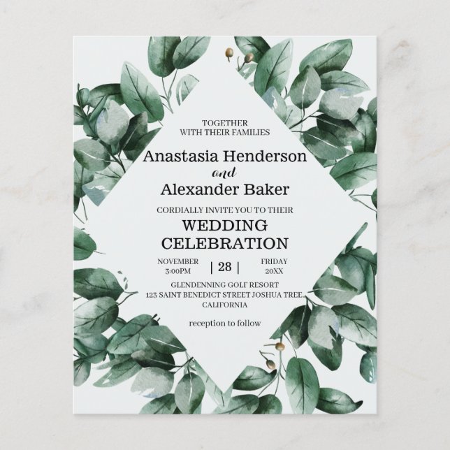 Flyer Invitación a la boda con elegancia en la naturalez (Frente)