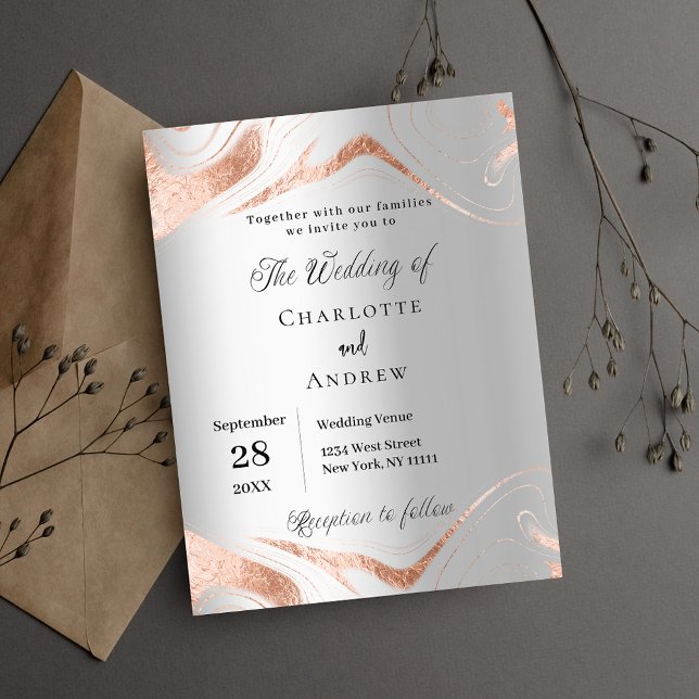 Flyer Invitación a la boda con presupuesto de mármol dor (Subido por el creador)
