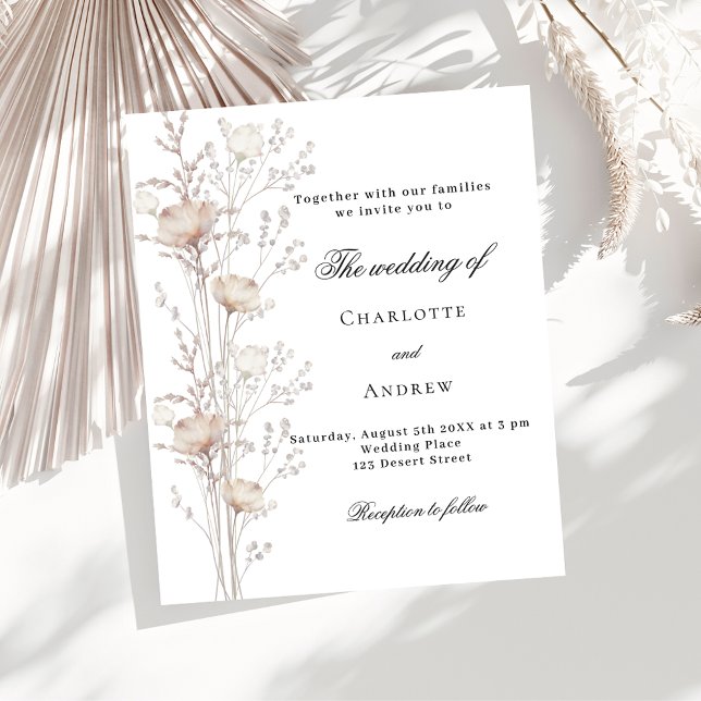 Flyer invitación a la boda con presupuesto floral y dora (Subido por el creador)
