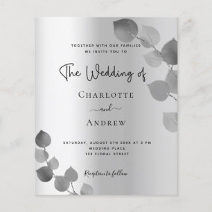 Flyer Invitación a la boda con presupuesto para eucalipt