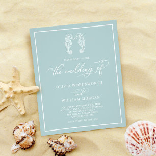 Flyer Invitación a la boda de Boda de Agua Marítima para