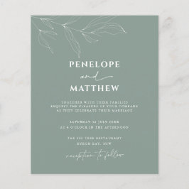 Flyer Invitación a la boda de bodas por follaje de línea
