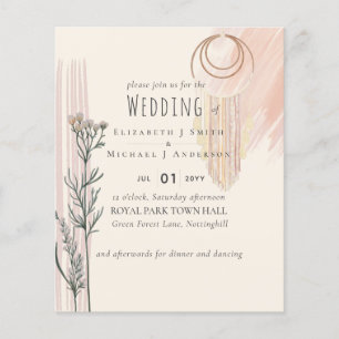 Flyer Invitación a la boda de BOHO Dusty Blue Peach