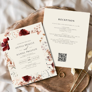 Flyer Invitación a la boda de Boho Wildflower Beige