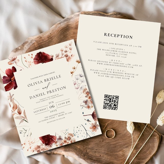 Flyer Invitación a la boda de Boho Wildflower Beige (Subido por el creador)