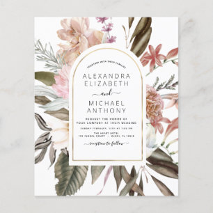 Flyer Invitación a la boda de Borgoña Rosa Dusty