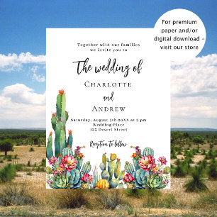 Flyer Invitación a la boda de Cactus flowers budget