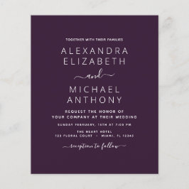Flyer Invitación a la boda de ciruela púrpura de presupu