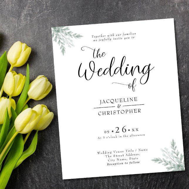 Flyer Invitación a la boda de eucalipto rústico presupue (Subido por el creador)