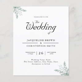 Flyer Invitación a la boda de Eucalyptus Greenery Budget