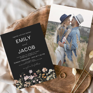 Flyer Invitación a la boda de fotos del Boho de Flores S
